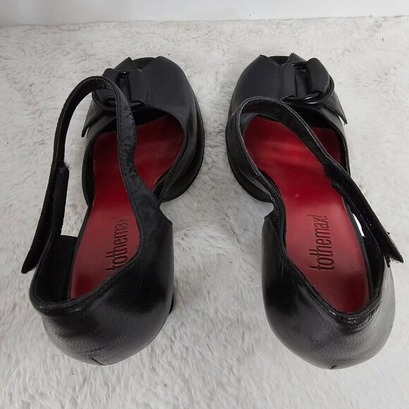 To The Max Black Peep Toe Pinup Punk Retro Ankle Strap Heels Size 6 - Picture 8 of 16